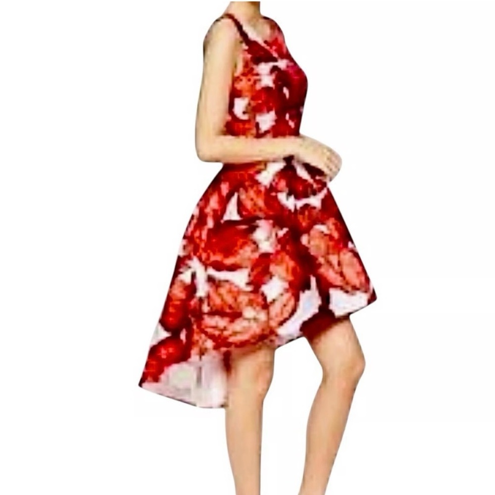Chi Chi London Red and White High Low Dress
